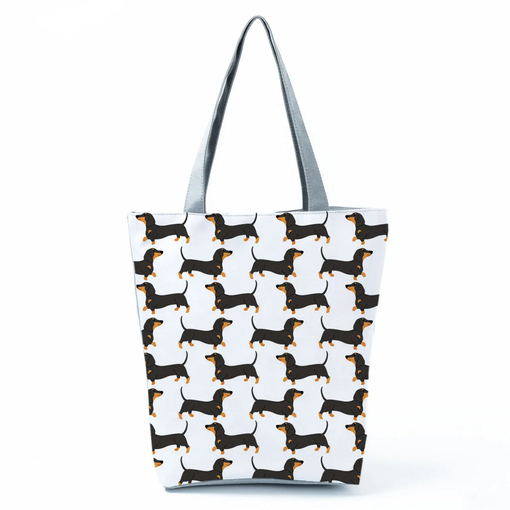 Dachshund Printed Handbag Women High Capacity Tote Bag