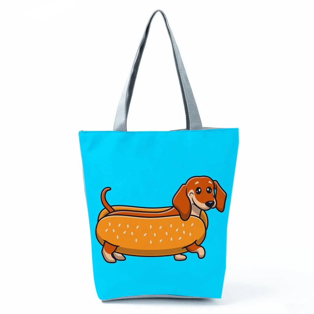 Dachshund Printed Handbag Women High Capacity Tote Bag