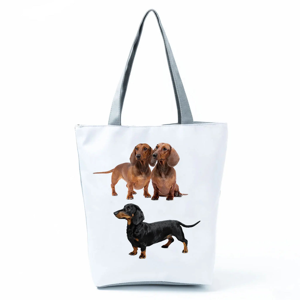 Dachshund Printed Handbag Women High Capacity Tote Bag