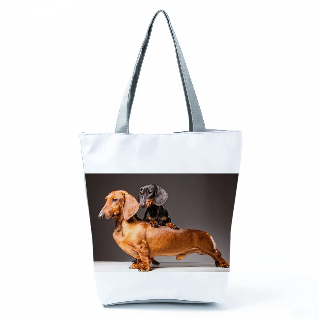 Dachshund Printed Handbag Women High Capacity Tote Bag