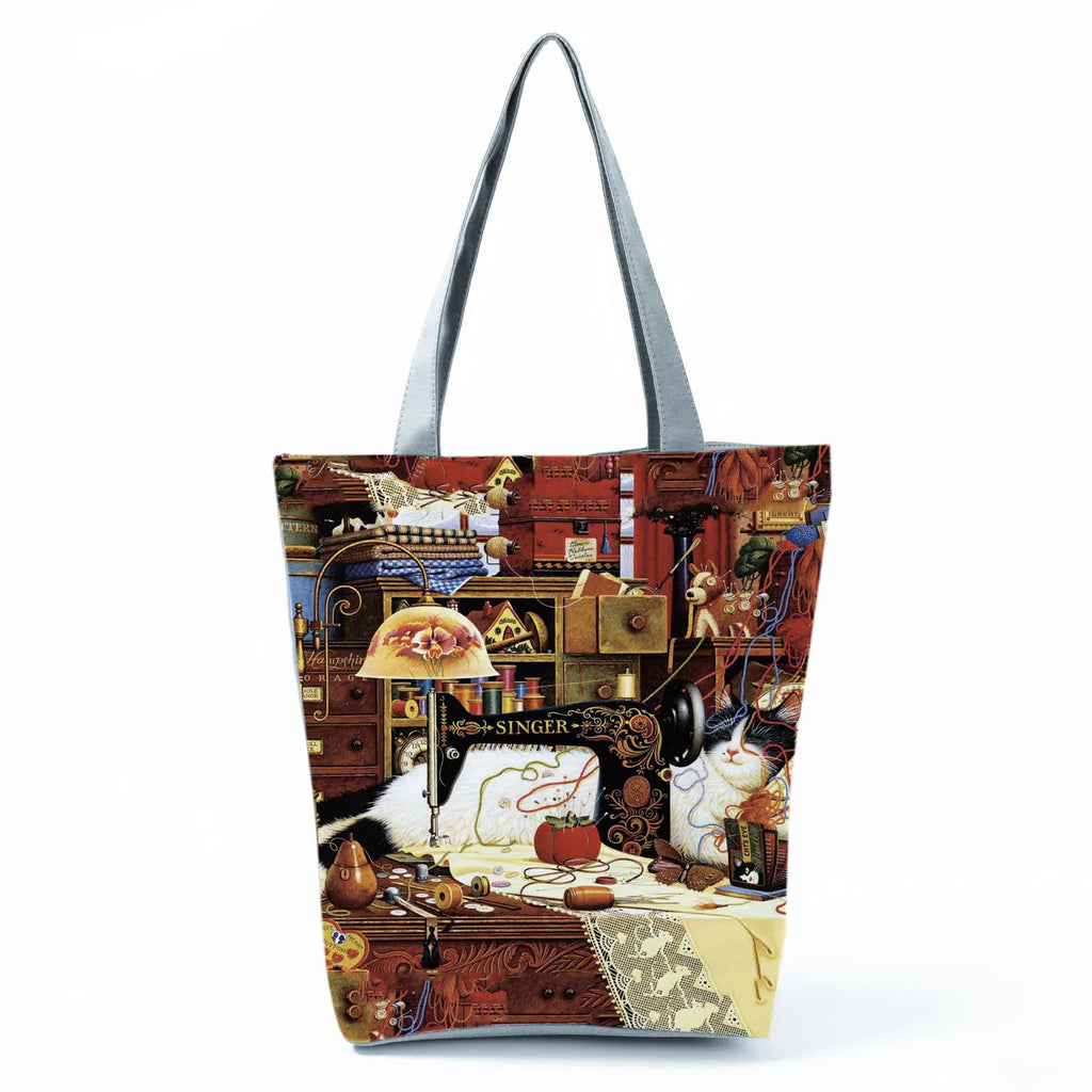 Dachshund Printed Handbag Women High Capacity Tote Bag