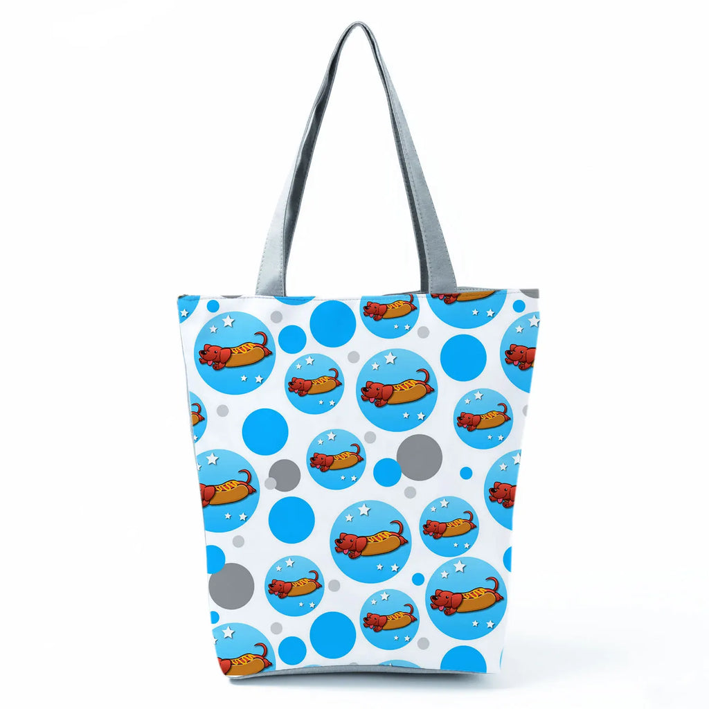 Dachshund Printed Handbag Women High Capacity Tote Bag