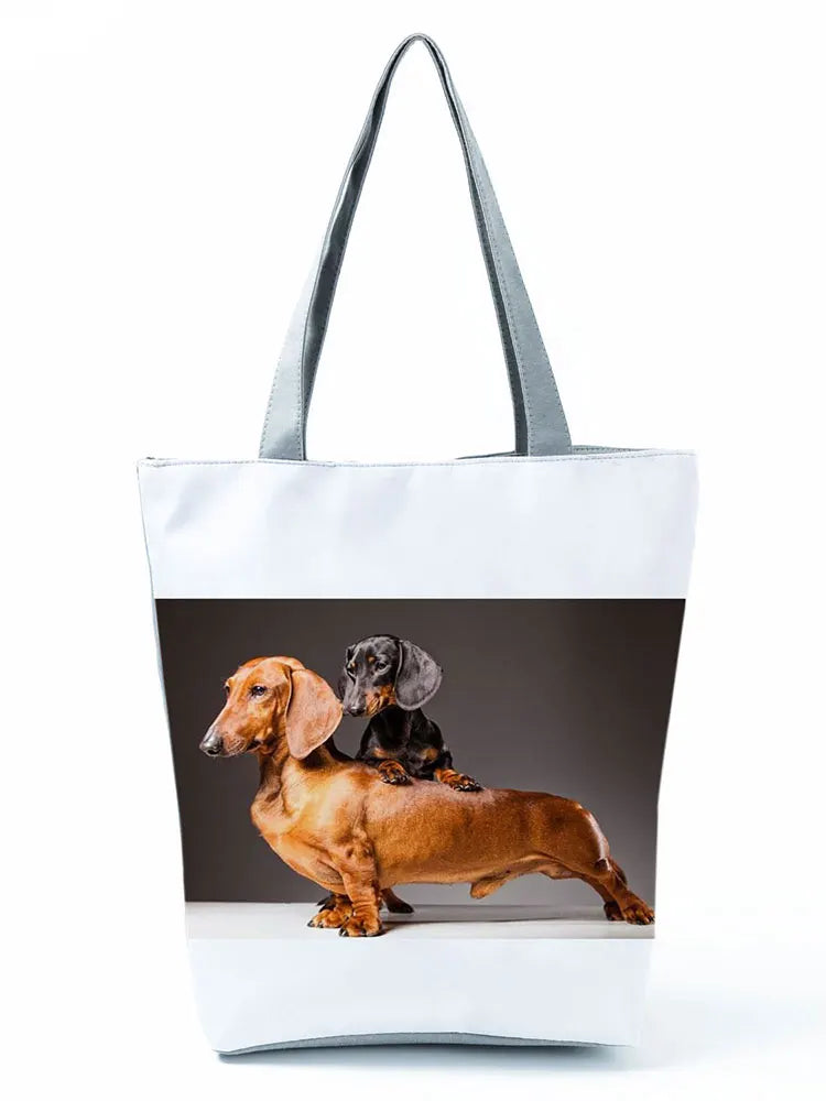 Dachshund Printed Handbag Women High Capacity Tote Bag