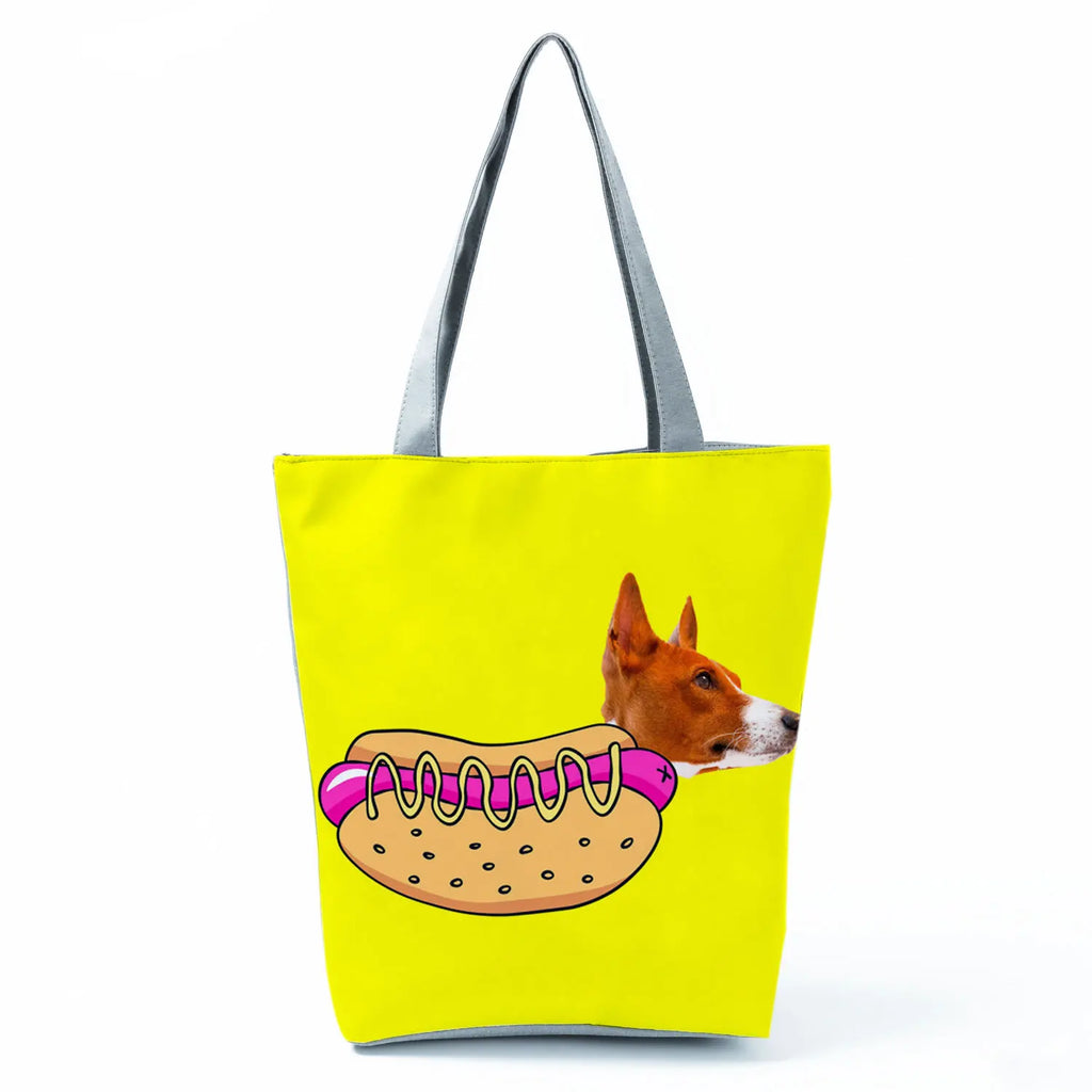 Dachshund Printed Handbag Women High Capacity Tote Bag