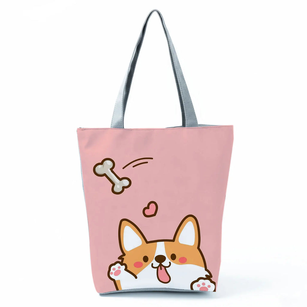 Dachshund Printed Handbag Women High Capacity Tote Bag
