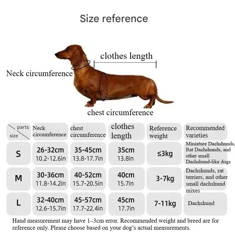 Dachshund Winter Warm Coat, Waterproof Windproof Dog Jacket with Elastic Chest & Legs, Tailored Fit for Sausage Dogs