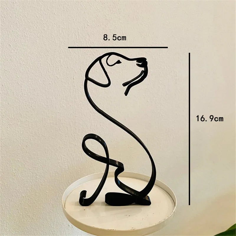 Abstract Minimalist Metal Dog Sculpture