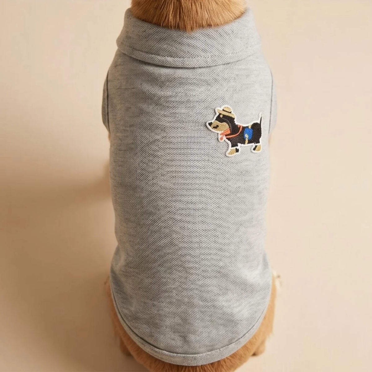 Cartoon Dachshund Embroidered Pet Polo Shirt Soft Breathable Sleeveless Dog Clothing Daily Home Outdoor Walking Outfit