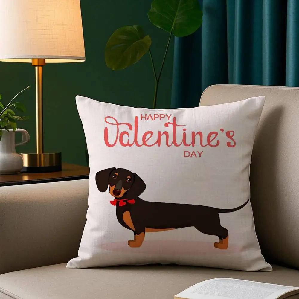 Cute Dachshund Dog Cushion Case Square Throw Pillow Covers