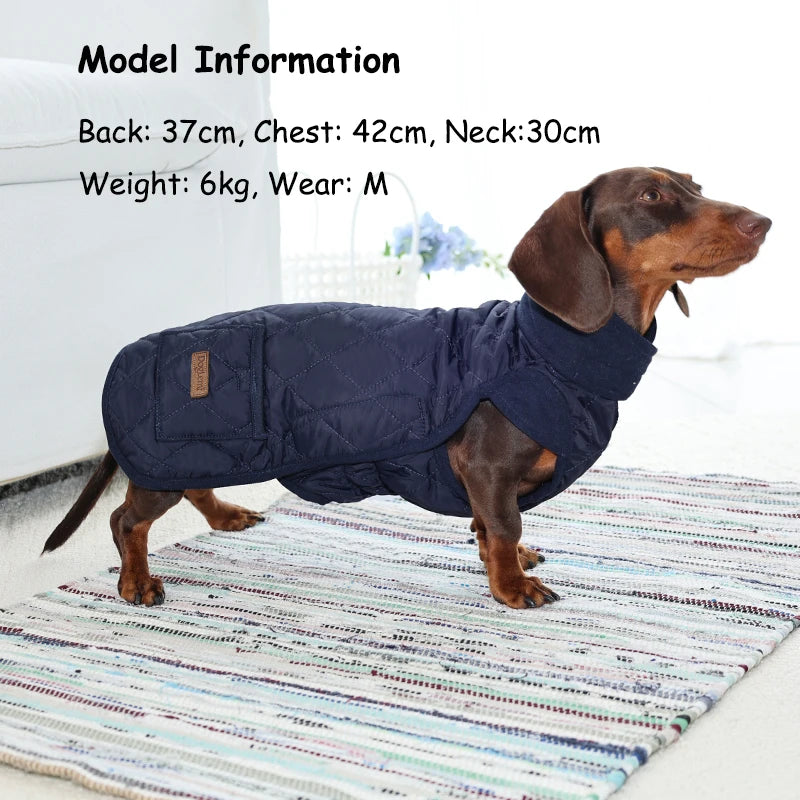 Winter Dog Coat for Dachshund Water Repellent Warm Dog Jacekt for Small Short-Leg Dogs Diamond Quilted Windproof Dog Clothing