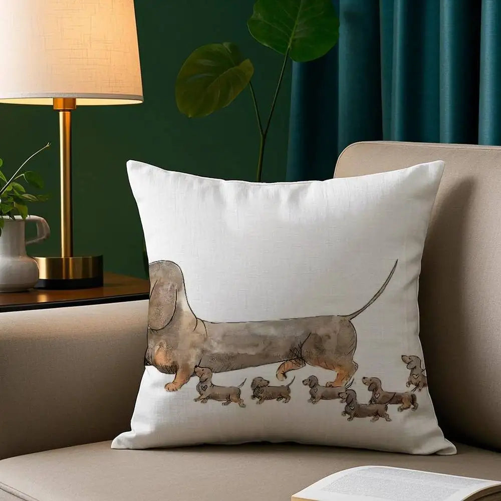 Cute Dachshund Dog Cushion Case Square Throw Pillow Covers