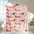 Cute Dachshund Pattern Blanket, Soft and Warm for All Seasons Decorative Throw or Gift  Camping Travel Blankets