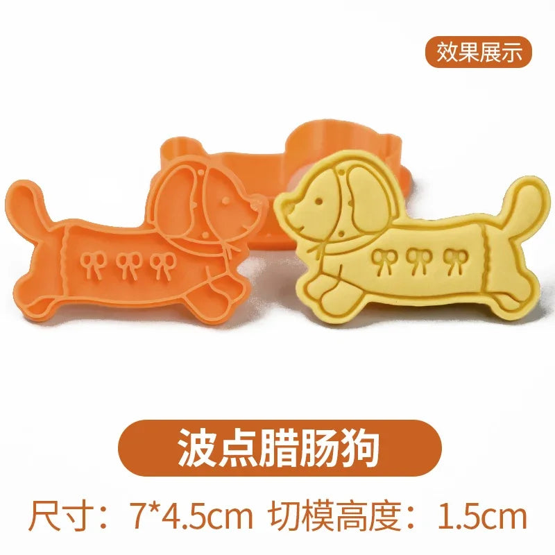 Dachshund Cookie Cutters Stamp Embosser for Biscuit Pastry Baking Cookie Molds
