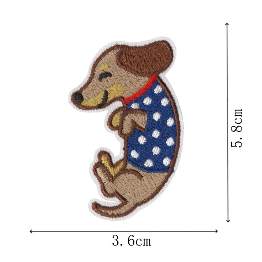 Cute Cartoon Dachshund Dog Embroidery Patch DIY T-shirt Backpack Hat Iron on Patch Craft Sewing Sticker Applique Accessories