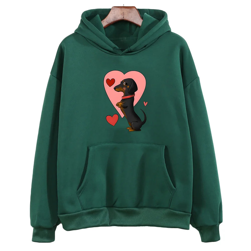 Dachshund Graphic Fleece Hoodie