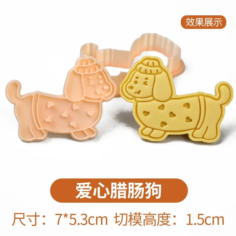 Dachshund Cookie Cutters Stamp Embosser for Biscuit Pastry Baking Cookie Molds