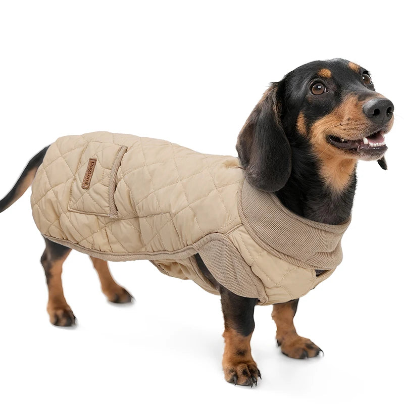 Autumn/Winter Dog Clothes for Dachshund Soft Warm Water Repellent Dog Jacket for Sausage Dog Quilted Outdoor Short-Leg Dog Coat
