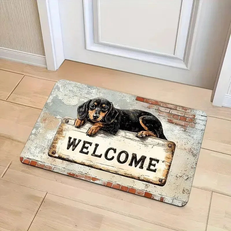 Funny Dachshund Silhouette with Quote Door Mat, Non‑Slip Coir Doormat for Dog Lovers Entryway Decor