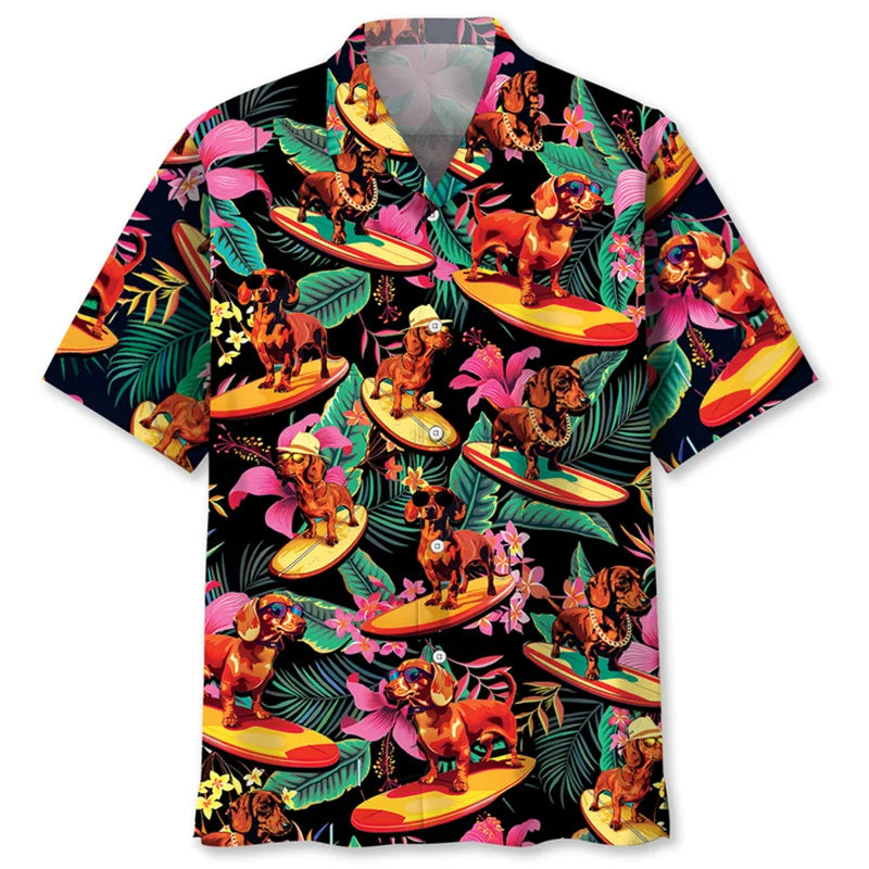 Dachshund 3D Print Hawaiian Shirt