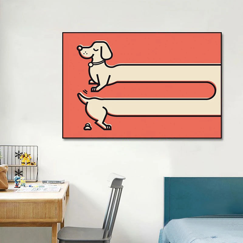 Cartoon Dachshund Dog Poster Wall Art
