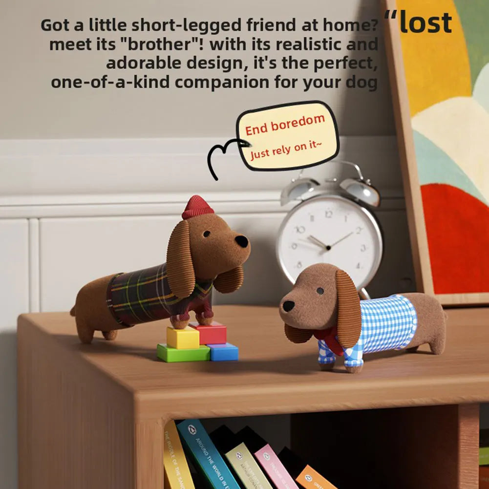 Dachshund Dog Squeaky Plush Toy Soft Cuddly Small Dog Shape Pet Supply Boredom Relief Teeth Cleaning Chewing Playtime