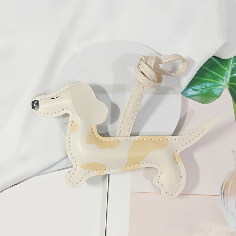 PU leather Dachshund dog bag charm for handbag hanging pendant charm car keychain birthday gift