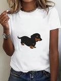 Unisex Dachshund Dog Graphic T‑Shirt Casual Crewneck Short Sleeve Cute Pet Print Tees Dachshund Lover Gift Daily Street Tops