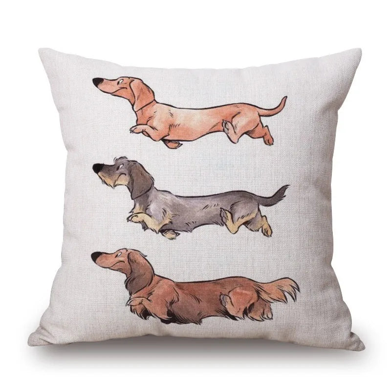 Hand Painting Dachshund Cushion Covers Rose Flower Sausage Dog Keep Calm And Hug Pillowcase Decorative Pillows For Sofa