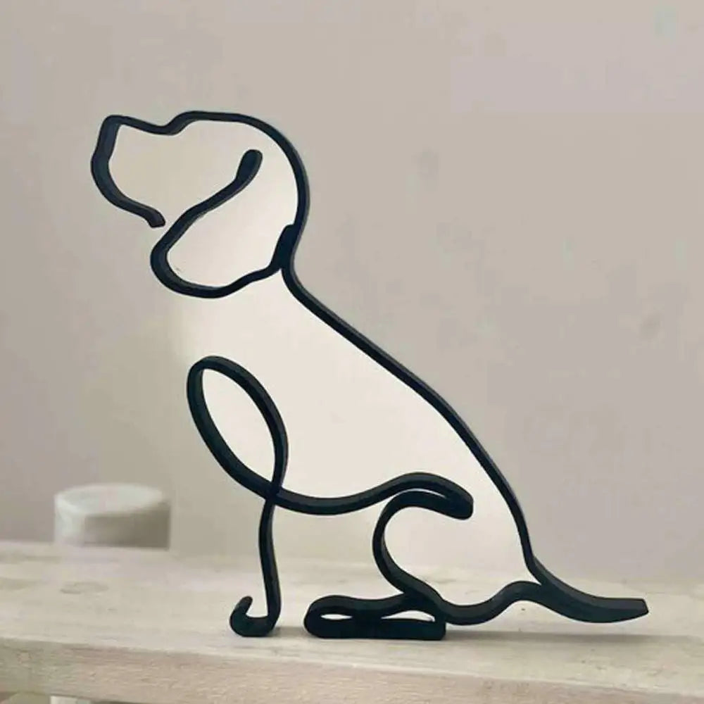 Abstract Minimalist Metal Dog Sculpture
