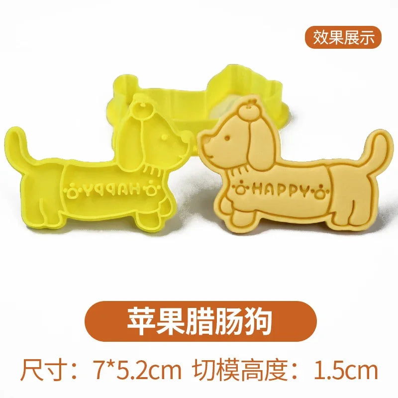 Dachshund Cookie Cutters Stamp Embosser for Biscuit Pastry Baking Cookie Molds