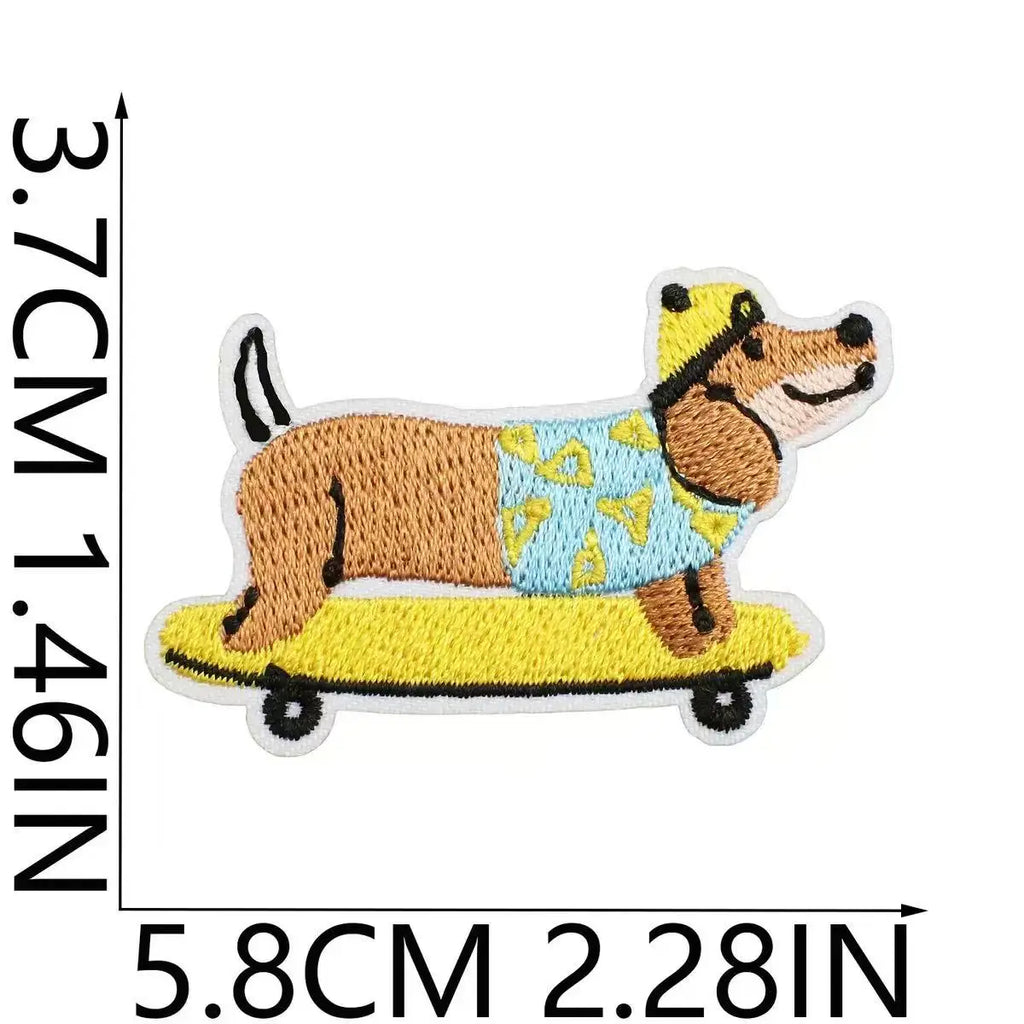 3PCS Creative Dachshund Designed Iron On Patches, Cartoon Dog Patches for Clothing DIY,Skateboard Puppy  Sew On Appllique