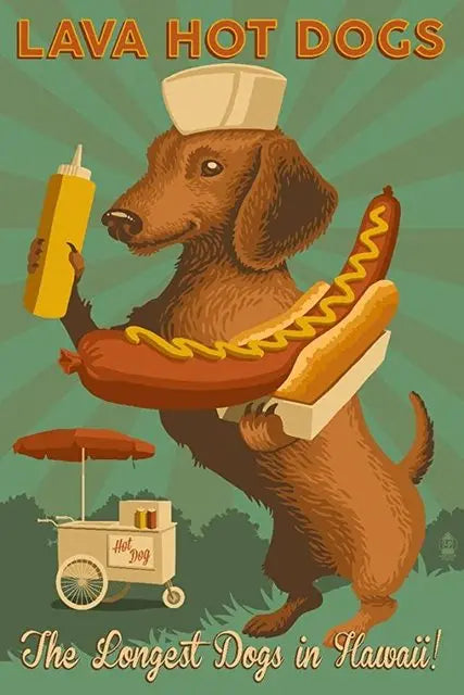 Cartoon Dachshund Dog Poster Wall Art