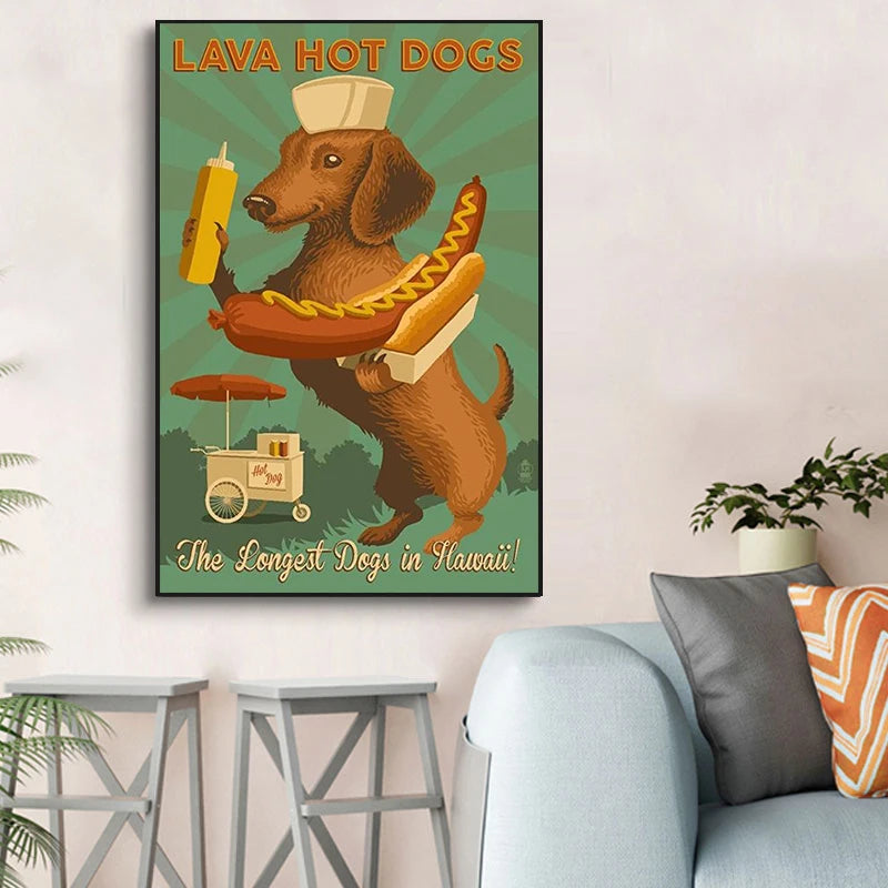 Cartoon Dachshund Dog Poster Wall Art