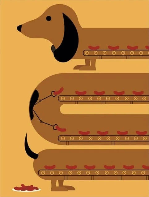 Cartoon Dachshund Dog Poster Wall Art
