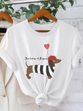 French Style Dachshund T-Shirt Funny Animal Graphic Tee You Had Me At Bonjour Slogan Streetwear Casual Loose Summer Top Unisex