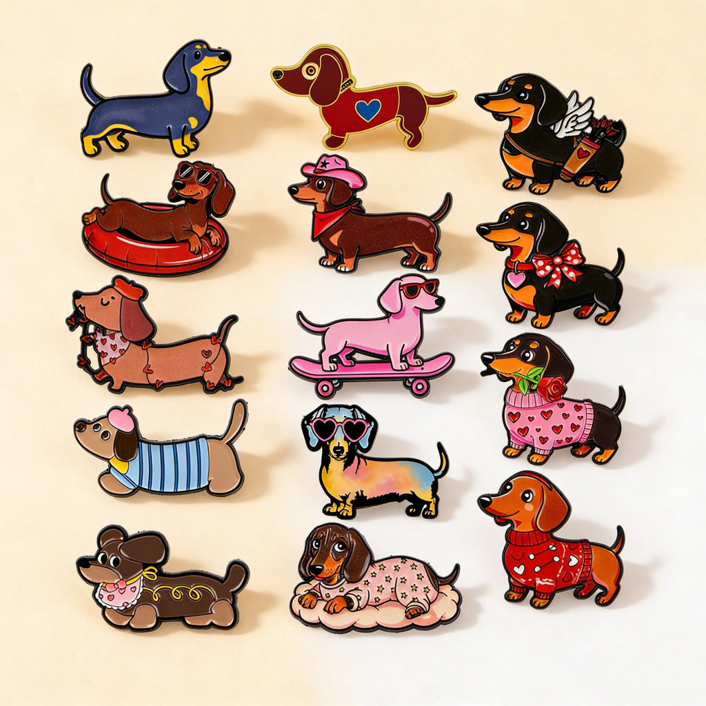 Cute Cartoon Dachshund Brooch for Clothes Soft Enamel Pin Men Lapel Pins for Backpack Badges Accessories Toys Gifts