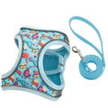 DH009Cartoon-Dog harness and leash set features a breathable honeycomb mesh design to prevent overheating and sweating.