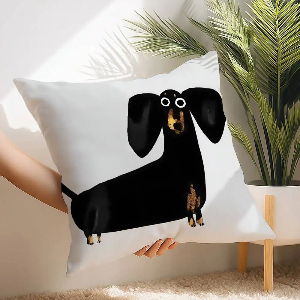 Cute Dachshund Dog Cushion Case Square Throw Pillow Covers