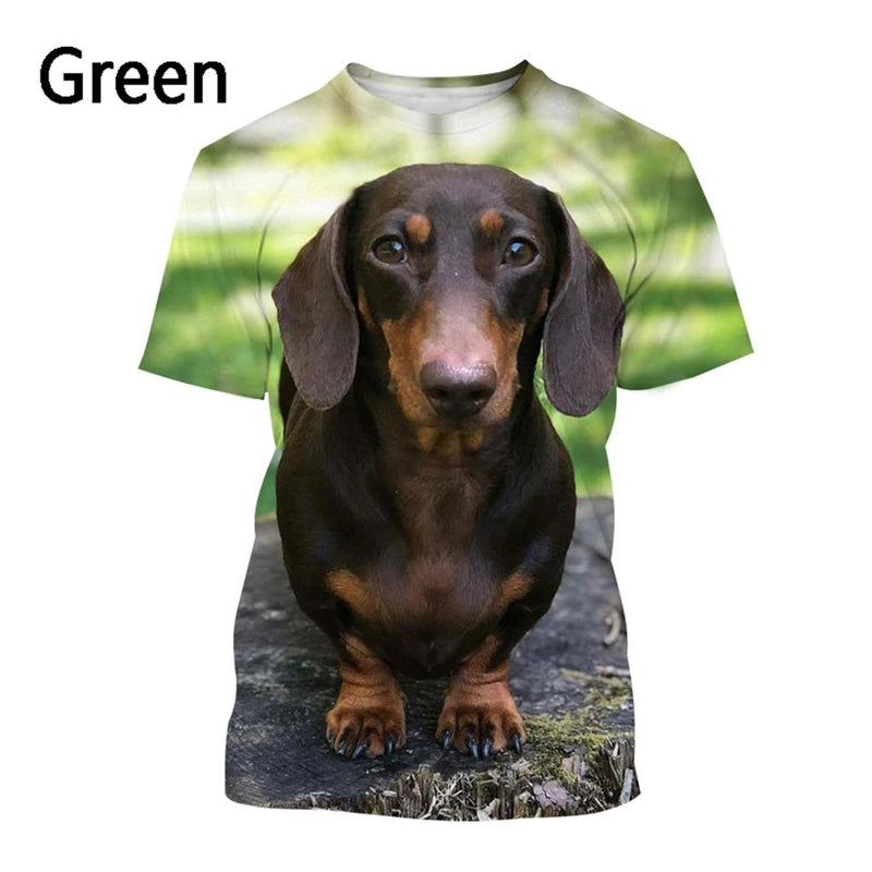 Cute Dachshund Graphic T-shirt Mens short sleeved Tees