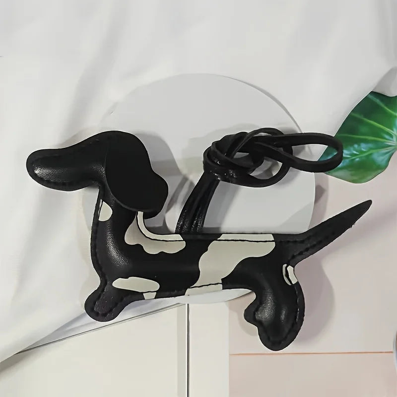 PU leather Dachshund dog bag charm for handbag hanging pendant charm car keychain birthday gift