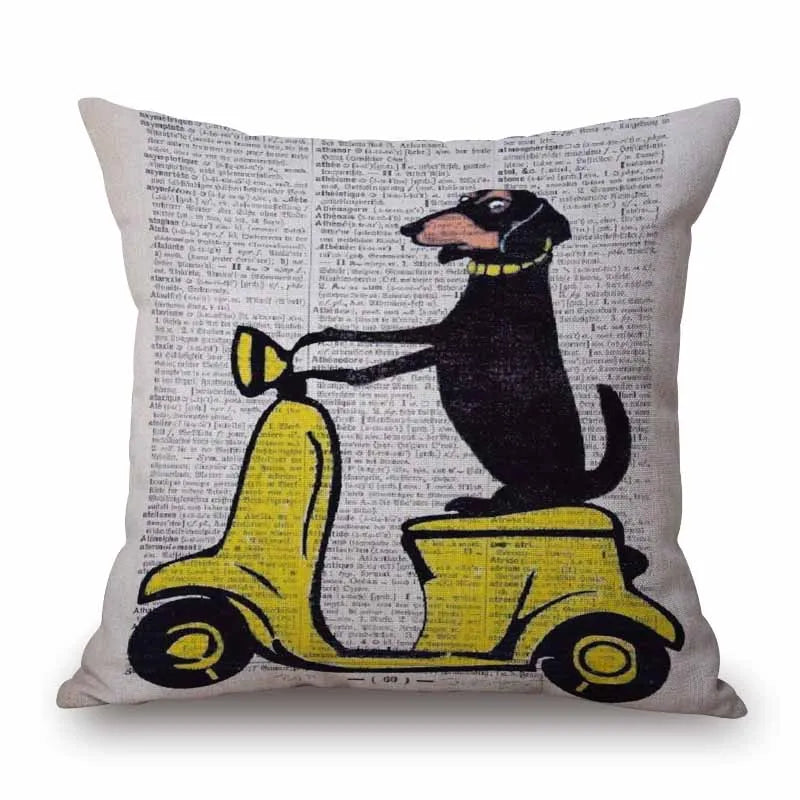 Hand Painting Dachshund Cushion Covers Rose Flower Sausage Dog Keep Calm And Hug Pillowcase Decorative Pillows For Sofa