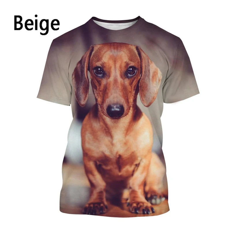 Cute Dachshund Graphic T-shirt Mens short sleeved Tees