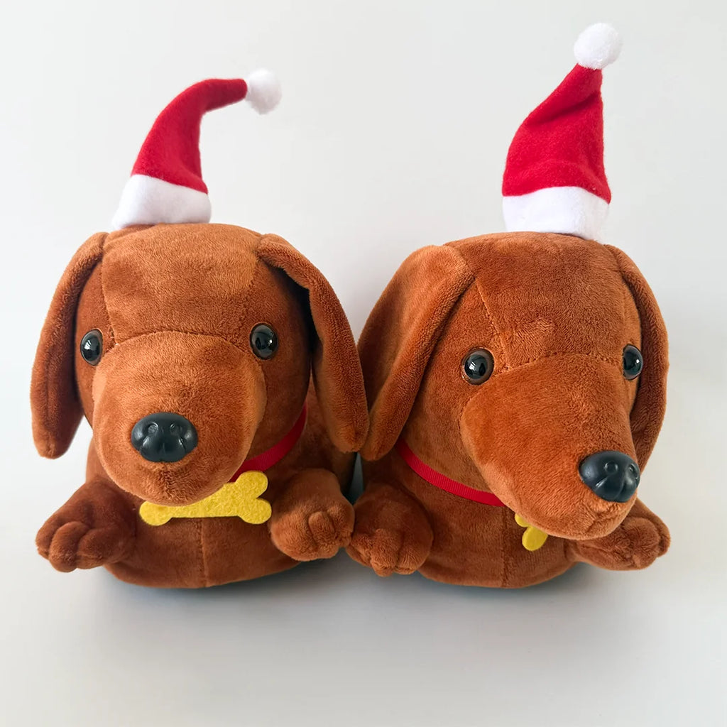 New Dachshund Plush Slippers Cute Dog Stuffed Shoes Fun Animals House Slippers Women Men Indoor Shoes Christmas Gifts