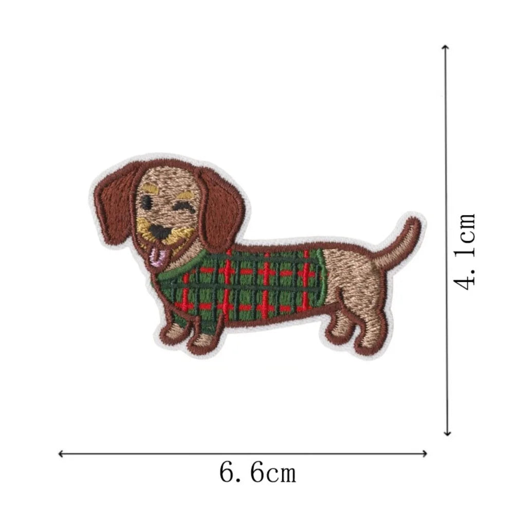 Cute Cartoon Dachshund Dog Embroidery Patch DIY T-shirt Backpack Hat Iron on Patch Craft Sewing Sticker Applique Accessories