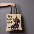 Fun Dachshund Cartoon Tote Bag with "Short Legs Big Attitude"