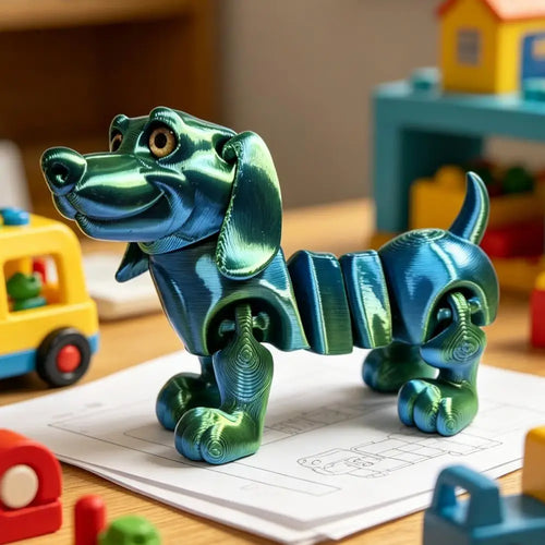 3D Flexible Dachshund Figurine Desk Toy