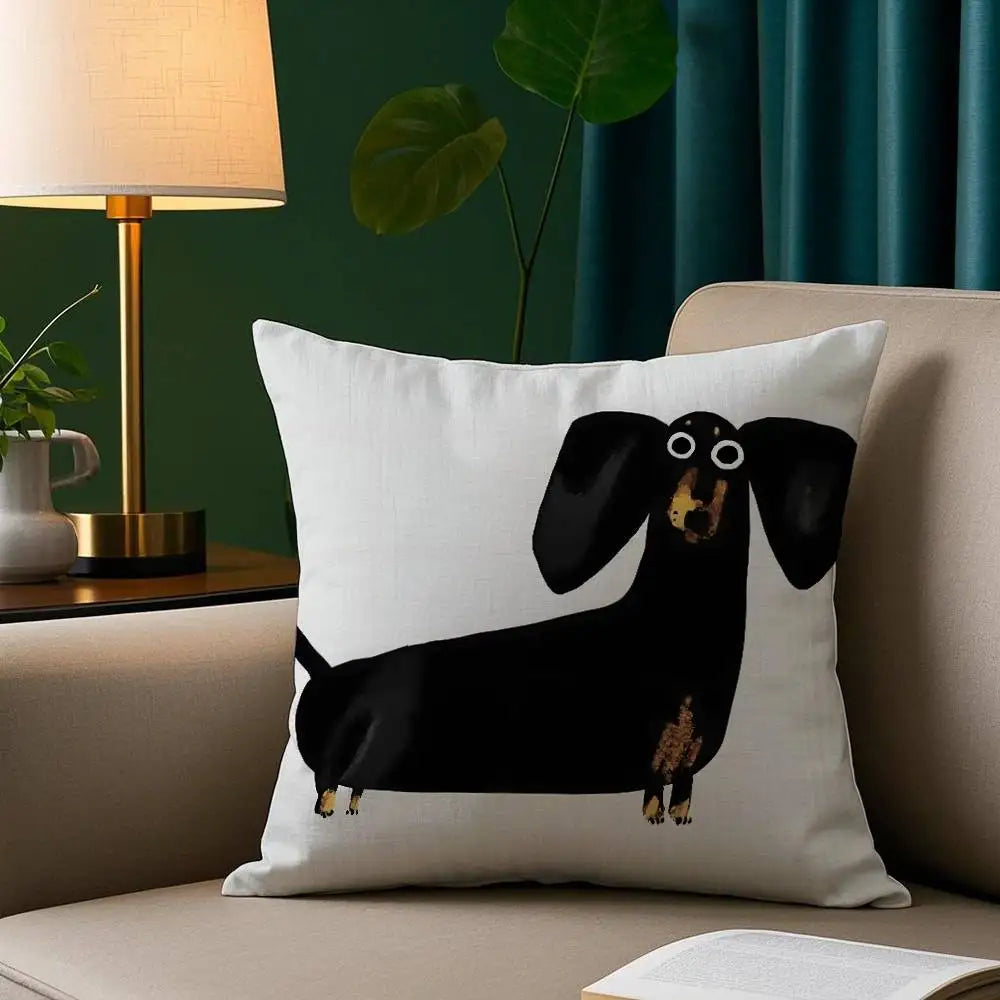 Cute Dachshund Dog Cushion Case Square Throw Pillow Covers