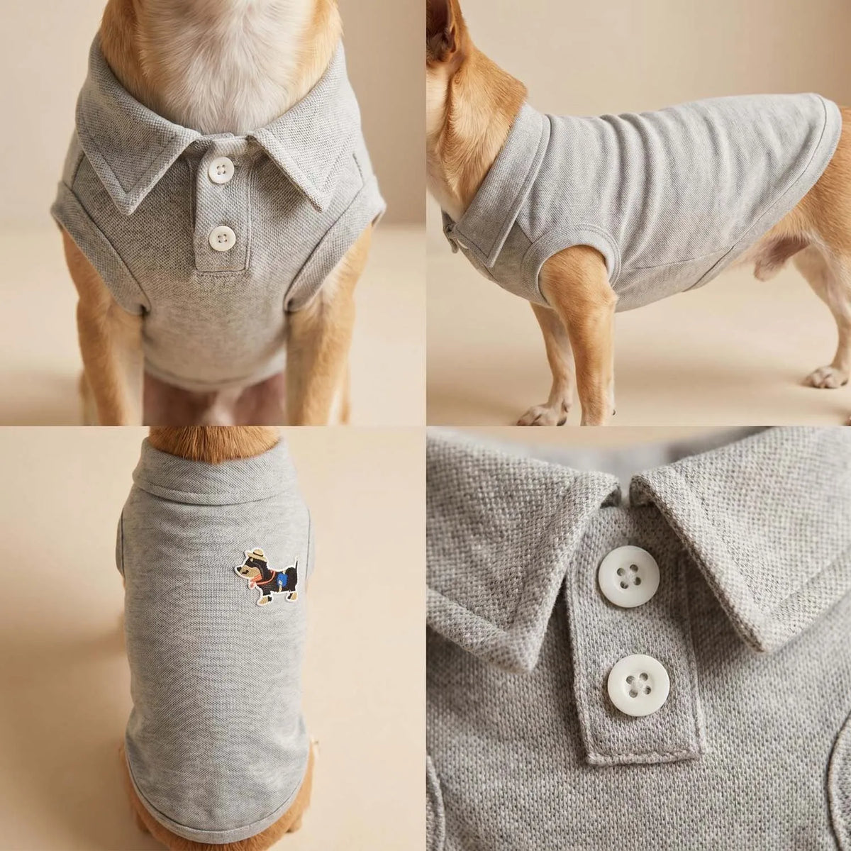 Cartoon Dachshund Embroidered Pet Polo Shirt Soft Breathable Sleeveless Dog Clothing Daily Home Outdoor Walking Outfit