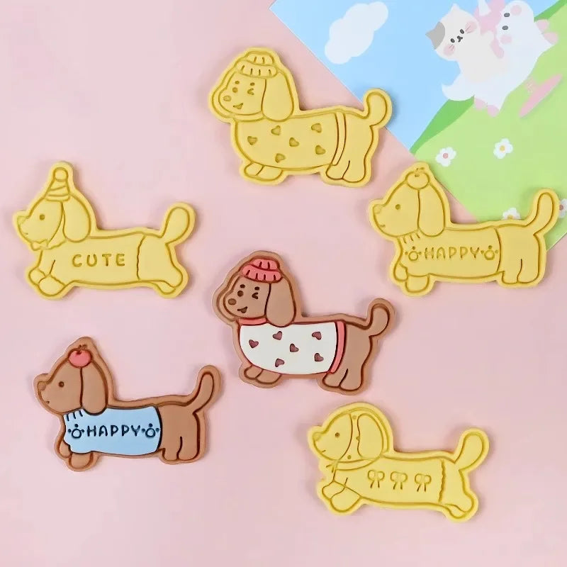 Dachshund Cookie Cutters Stamp Embosser for Biscuit Pastry Baking Cookie Molds