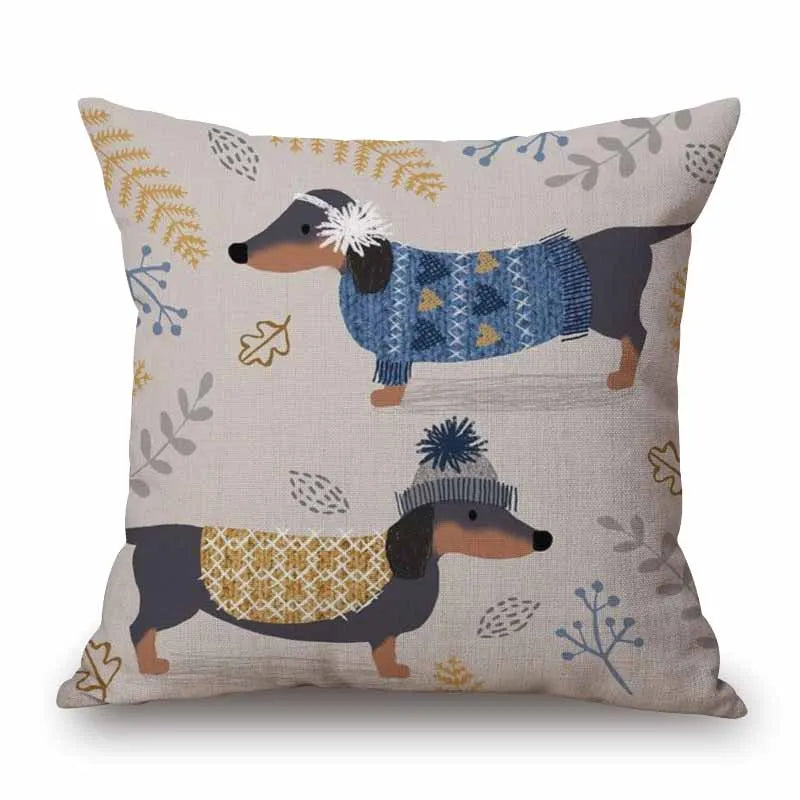 Hand Painting Dachshund Cushion Covers Rose Flower Sausage Dog Keep Calm And Hug Pillowcase Decorative Pillows For Sofa